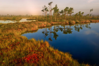 Scenic view of lake against sky