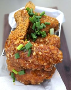 Close-up of food served in plate