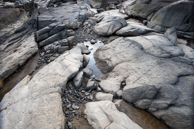 High angle view of rock formation on land