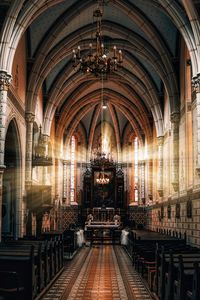 Interior of illuminated cathedral