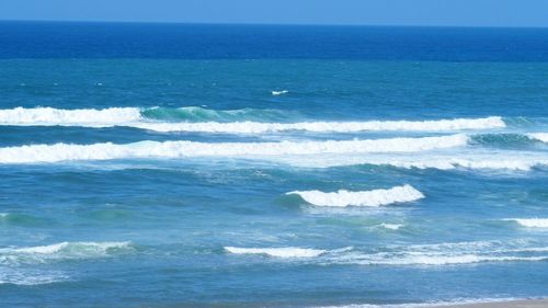 Scenic view of sea against clear sky