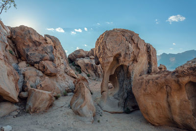 Rock formations in sunlight