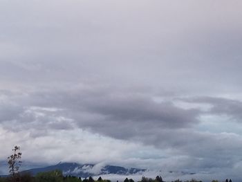 Scenic view of mountains against cloudy sky