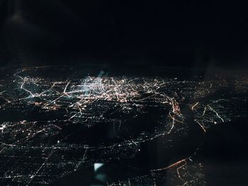 Aerial view of city at night