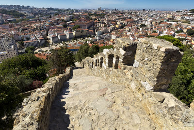 High angle view of old town in city