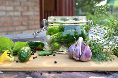 Close-up of food on table