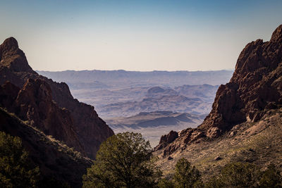 Scenic view of mountains against clear sky