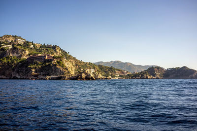 Scenic view of sea against clear sky