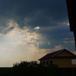 Low angle view of house against cloudy sky