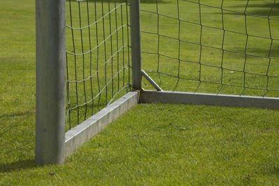 Goal post on soccer field