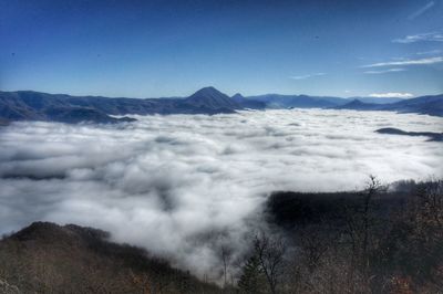 Fog under the mountain