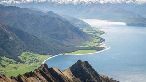 High angle view of mountain range