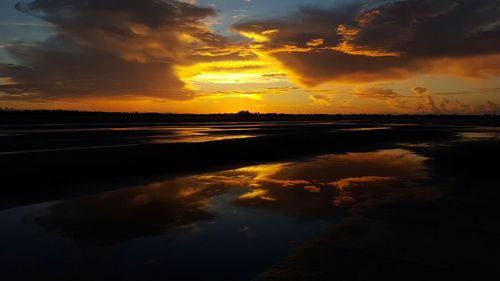 Scenic view of sea against cloudy sky