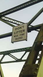 Low angle view of information sign