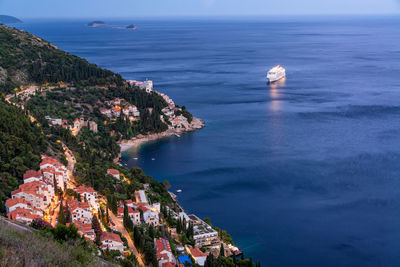 High angle view of sea against sky