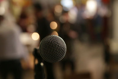 Close-up of microphone during concert