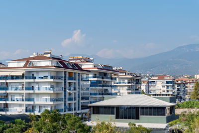 Cityscape of a residential area with modern apartment buildings in turkey.