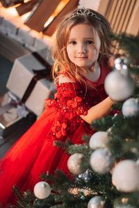 Portrait of a girl with christmas decorations