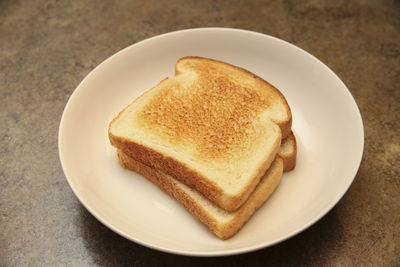 High angle view of breakfast served on table