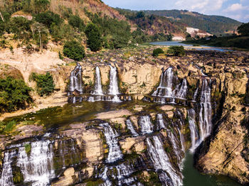 Scenic view of waterfall