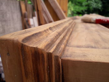 Close-up of wooden table