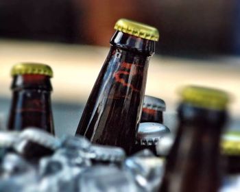 Close-up of beer bottles