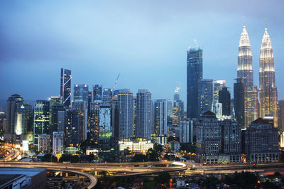 View of skyscrapers in city