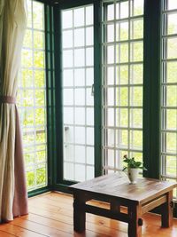 Glass window on table at home