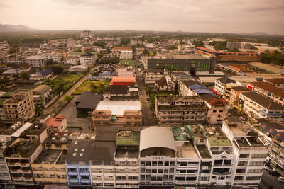 High angle view of townscape against sky