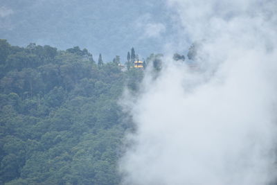 High angle view of city, cloud, sky and land