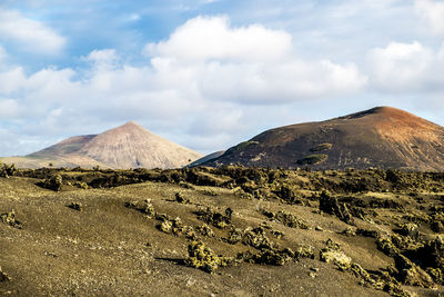 Mountains on barren landscape