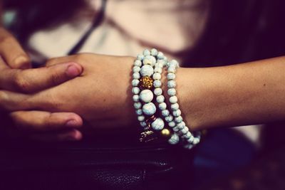 Close-up of woman hand with bracelet