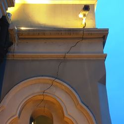 Low angle view of illuminated building