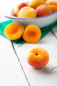 High angle view of oranges on table