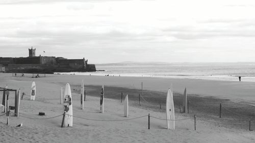 Scenic view of beach against sky