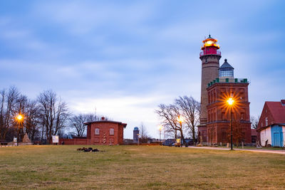 Shinning lighthouse at the kap arkona on the island of ruegen, germany