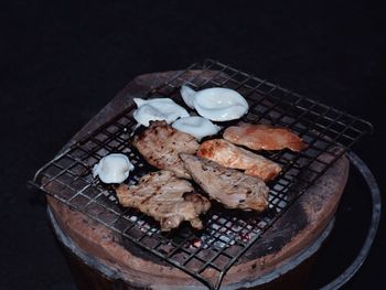 High angle view of food on table