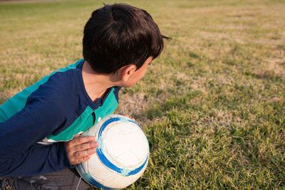 Portrait of child goalkeeper