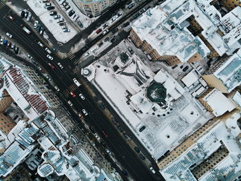 High angle view of buildings during winter
