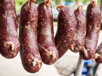 Close-up of meat hanging