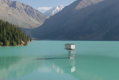 Scenic view of lake and mountains