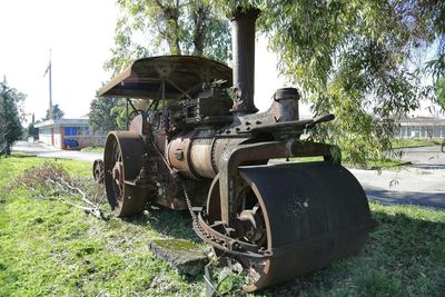 Old tractor on field