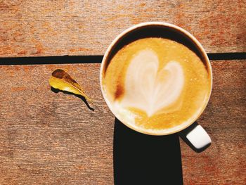 High angle view of coffee on table