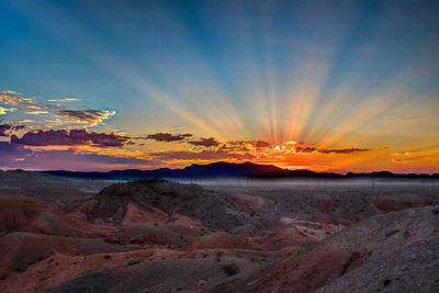 Scenic view of landscape against sky during sunset