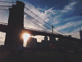 Suspension bridge at sunset