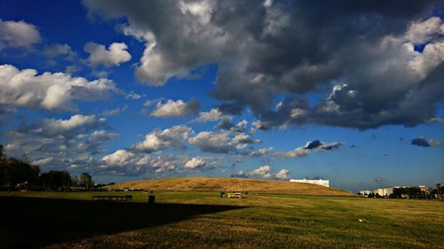 Scenic view of field against sky