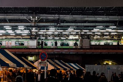 People at railroad station