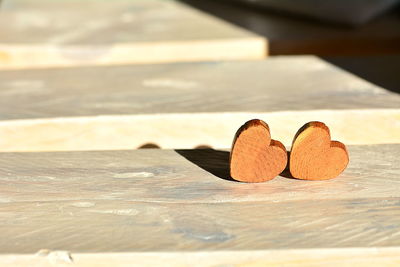 Close-up of heart shape on table