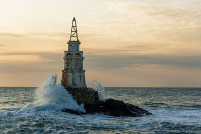 Lighthouse in the port of ahtopol, black sea, bulgaria.