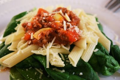 Close-up of pasta in plate